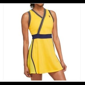 NikeCourt Dri-FIT Slam Women's Tennis Dress Gold Royal Blue Size M & L